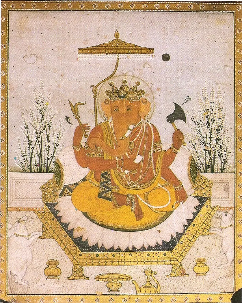 Traditional early nineteenth-century miniature painting of Ganesha