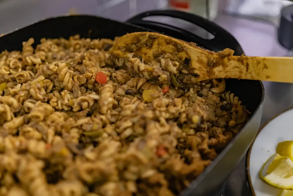 A close look at one of the shared dishes.