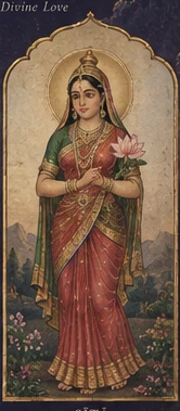 Illustrated Sītā standing with a lotus