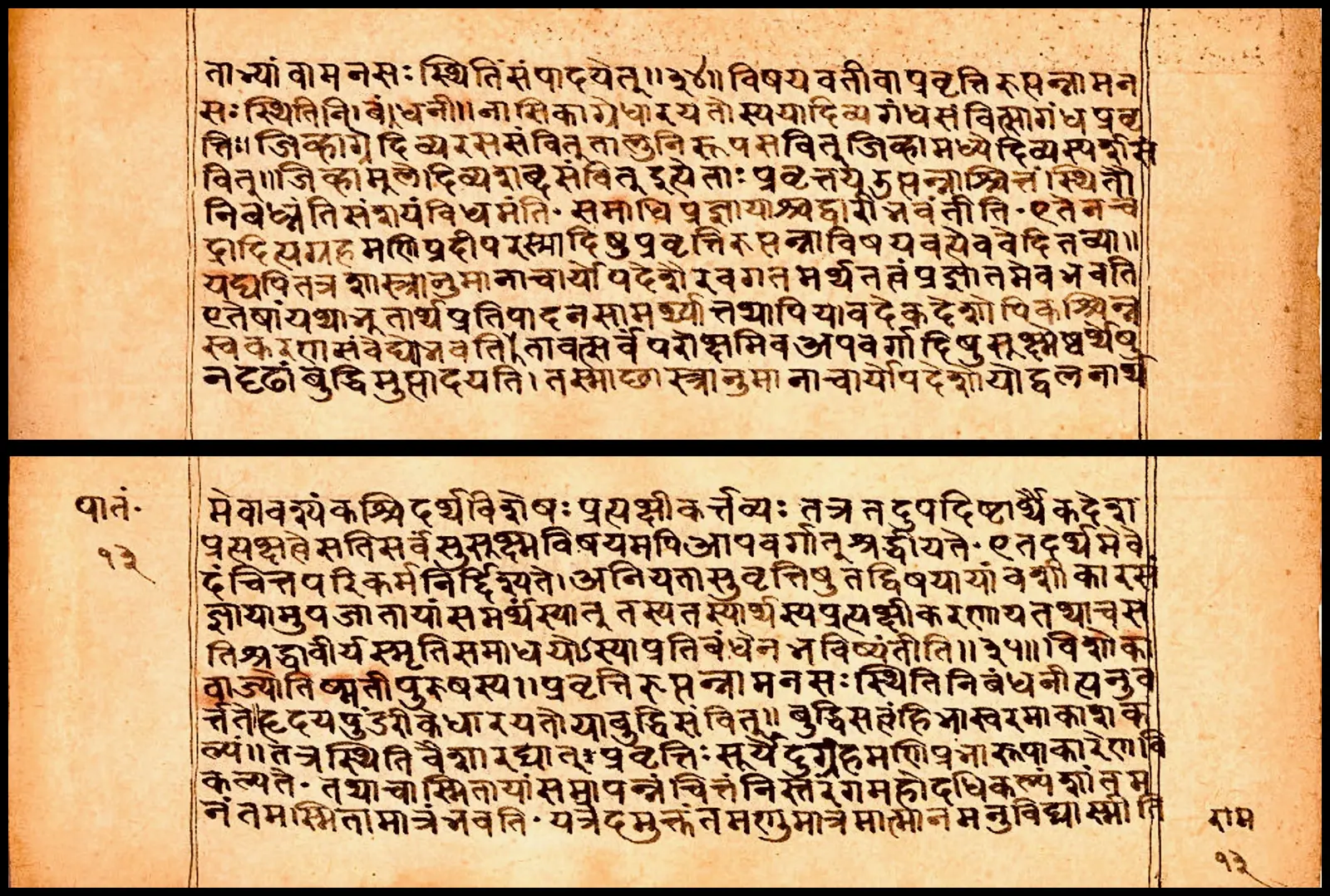 Sanskrit Devanagari manuscript pages of Patañjali's Yogabhāṣya