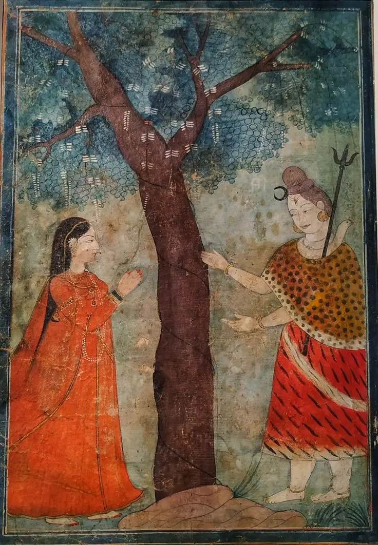 Eighteenth-century Garhwal painting of Shiva and Parvati representing Shiva and Shakti